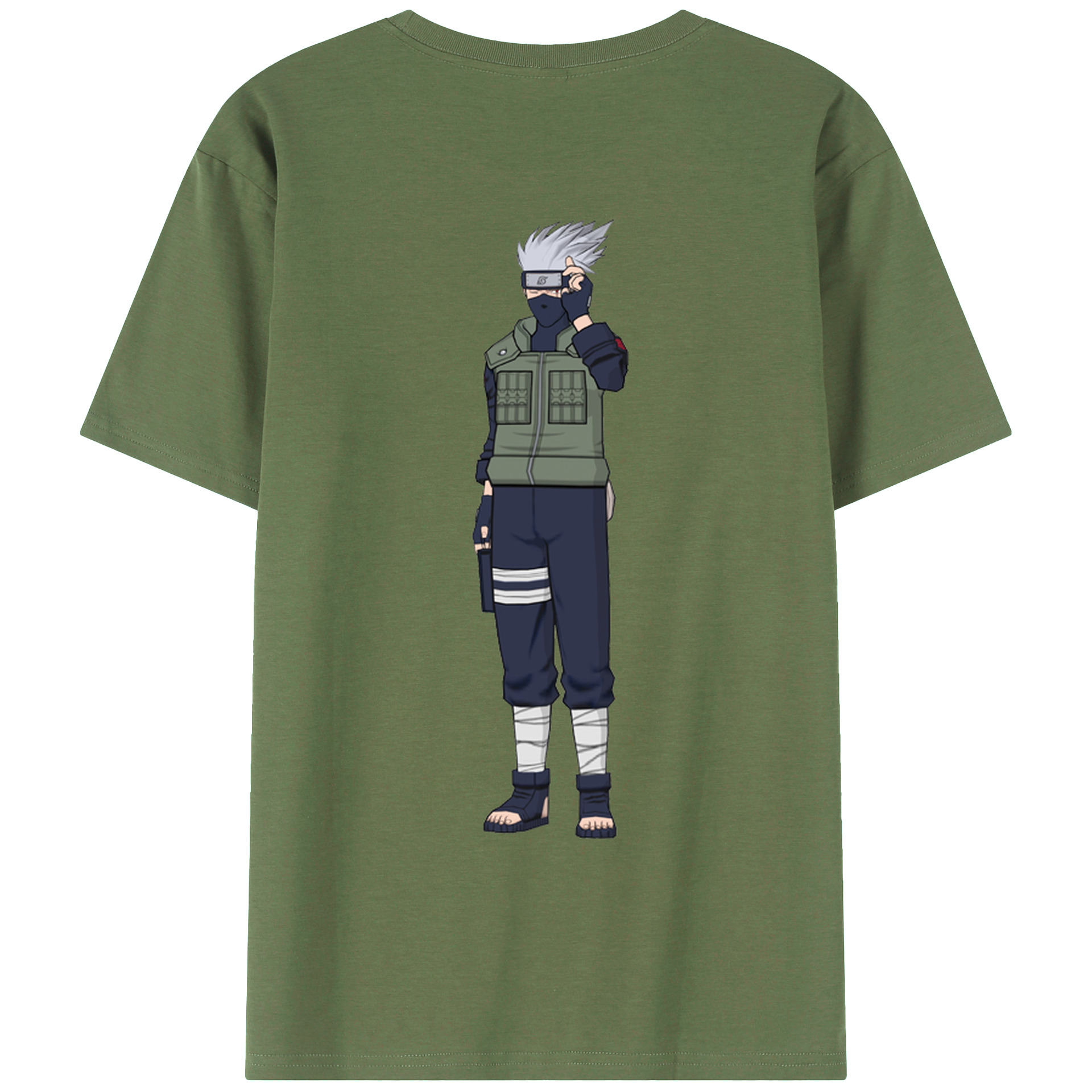 （画像用） NARUTO -ナルト- はたけ カカシ Hatake Kakashi 綿100％ メンズ半袖Tシャツ（バックプリント） 通気性